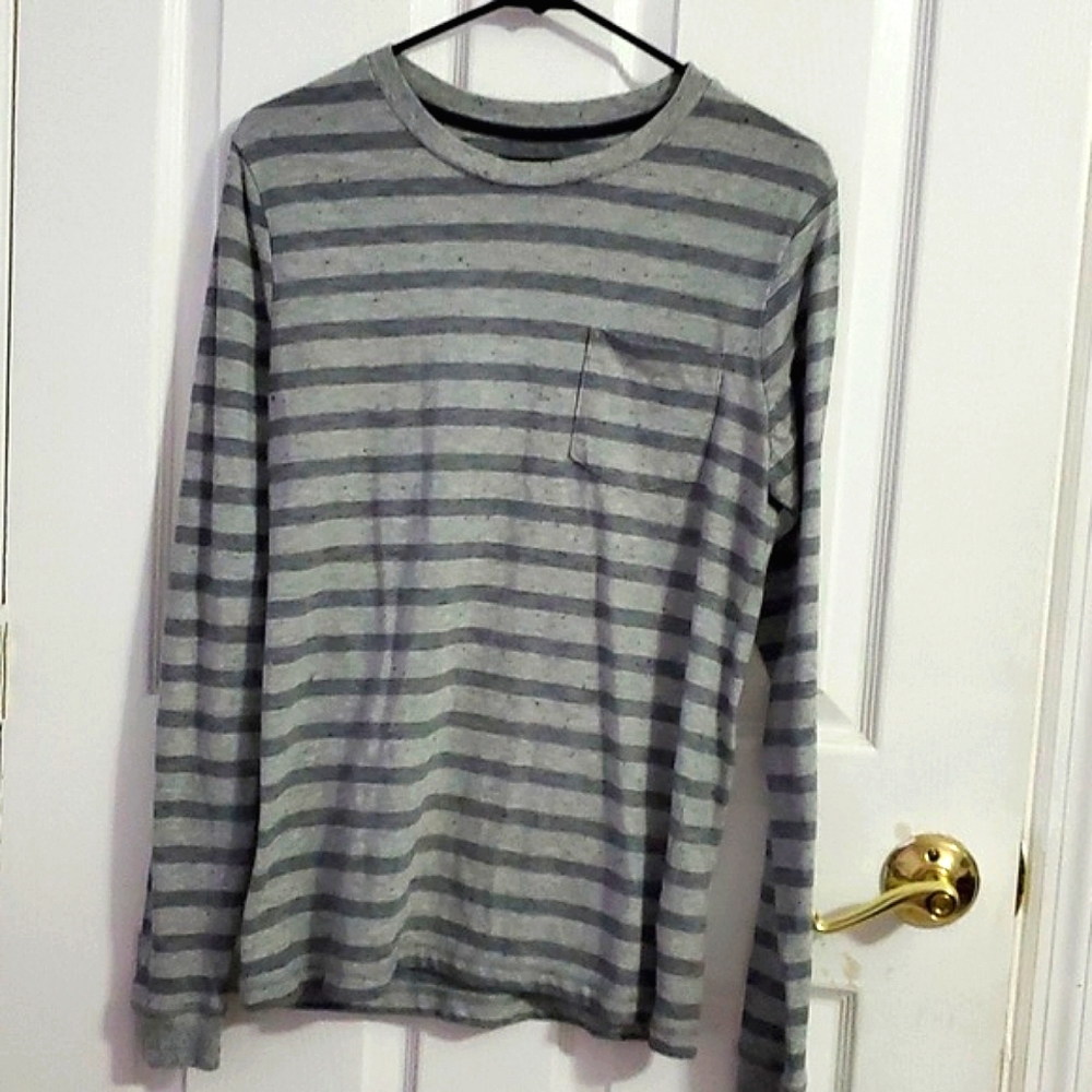 Prince & Fox Gray Striped Long Sleeve Tee Preppy Casual Loungewear S
